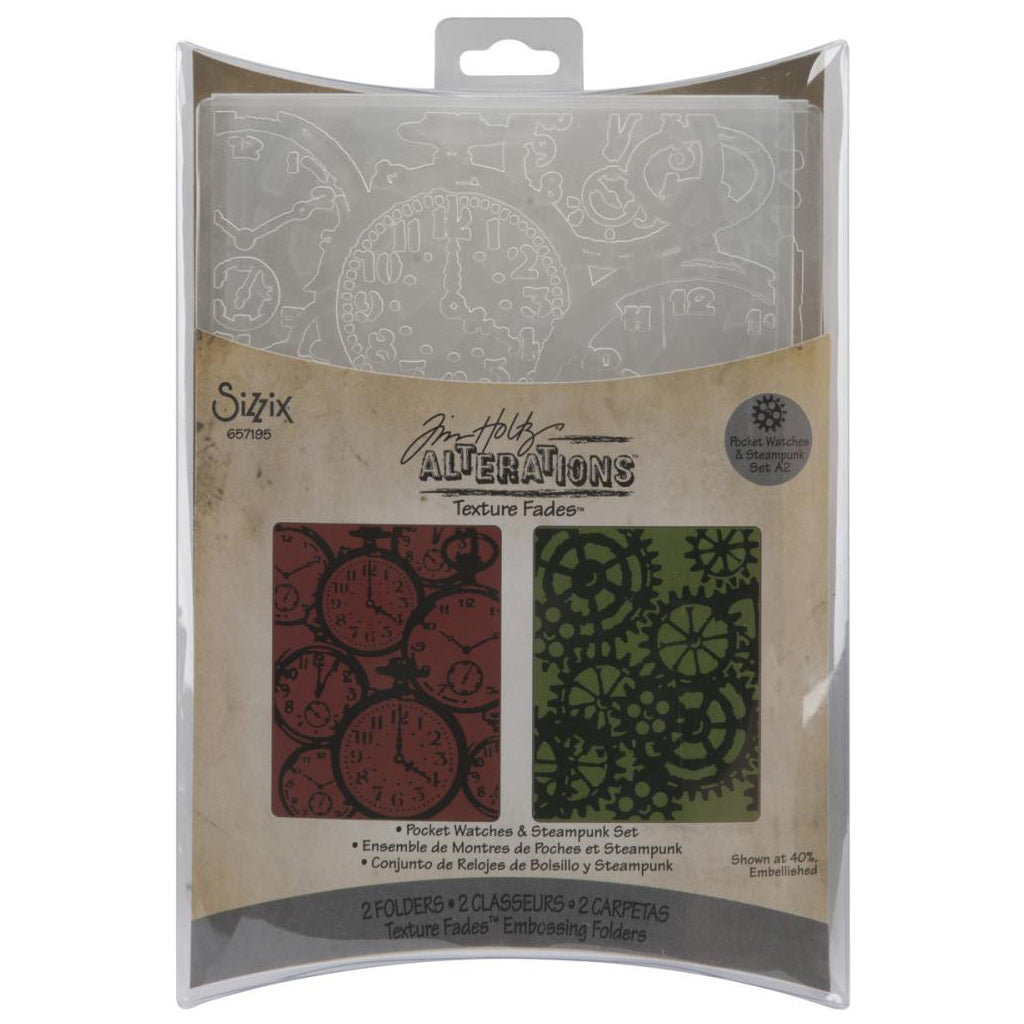 SIZZIX - TIM HOLTZ Carpeta de Embossing Conjunto de relojes de Bolsillo y Steampunk