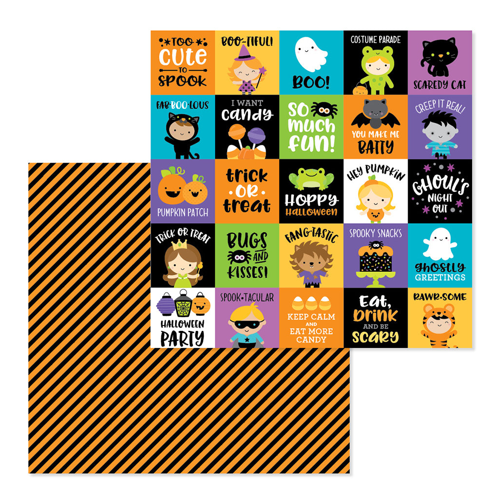 DOODLEBUG Papel Estampado doble cara 12x12" Colección Pumpkin Party Fun House