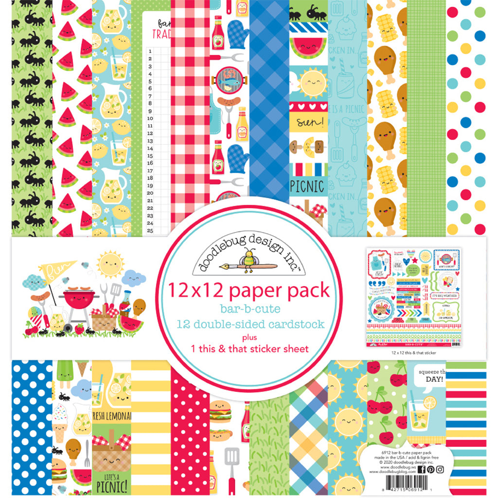 DOODLEBUG Block de Papeles Estampados 12x12" Colección Bar-b-cute