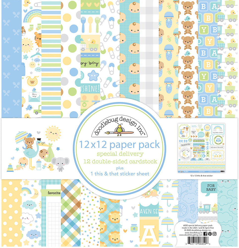 DOODLEBUG Block de Papeles Estampados 12x12" Colección Special Delivery