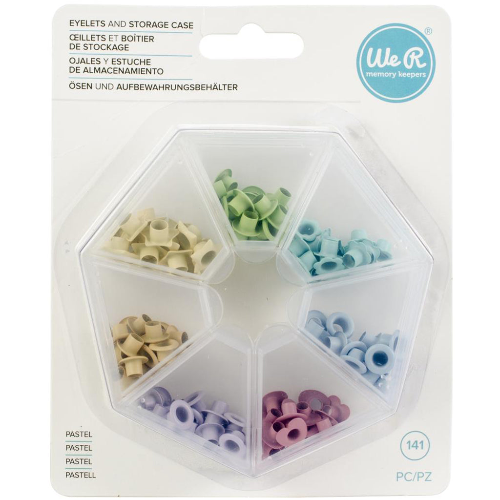 WE R MEMORY KEEPERS Ojales de colores y Estuche de Almacenamiento