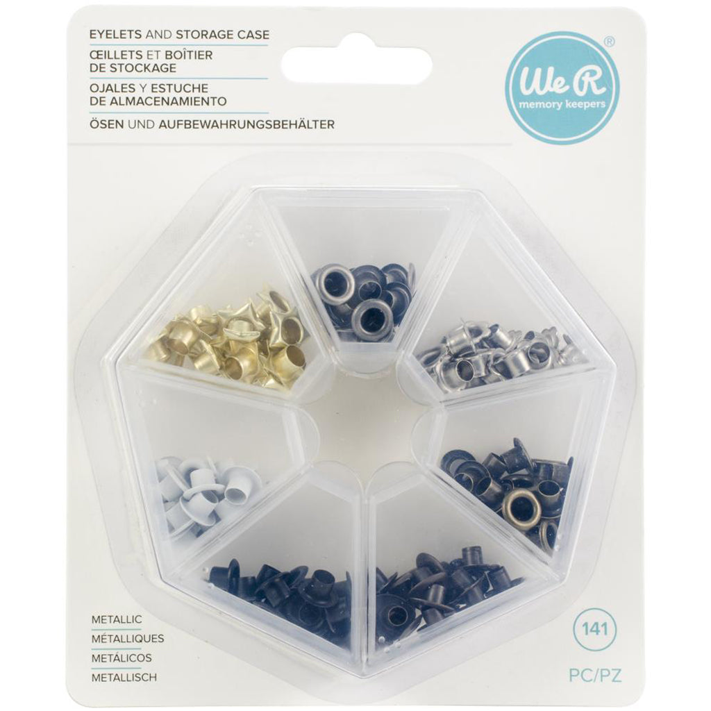 WE R MEMORY KEEPERS Ojales de colores y Estuche de Almacenamiento