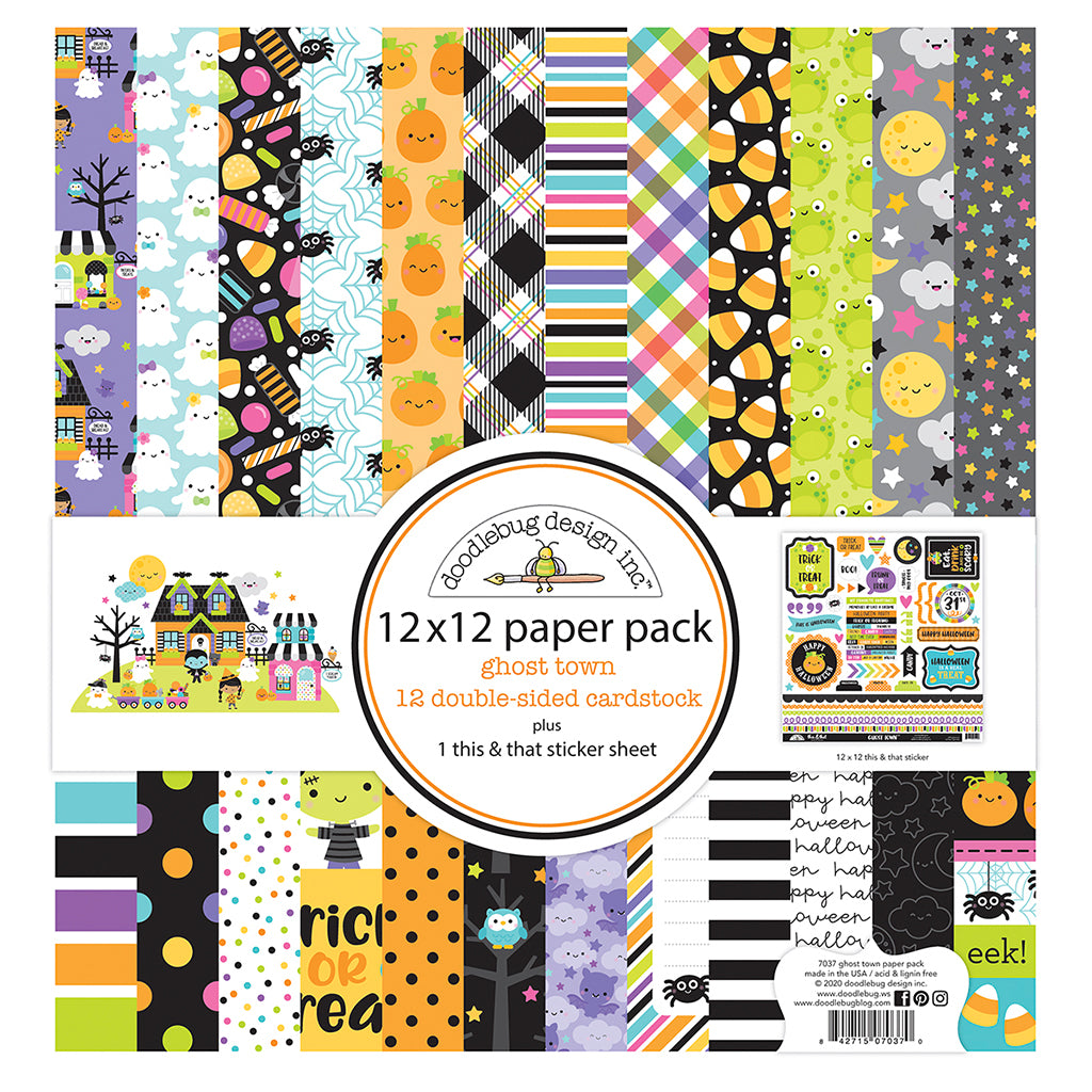 DOODLEBUG Block de Papeles Estampados 12x12" Colección Ghost Town