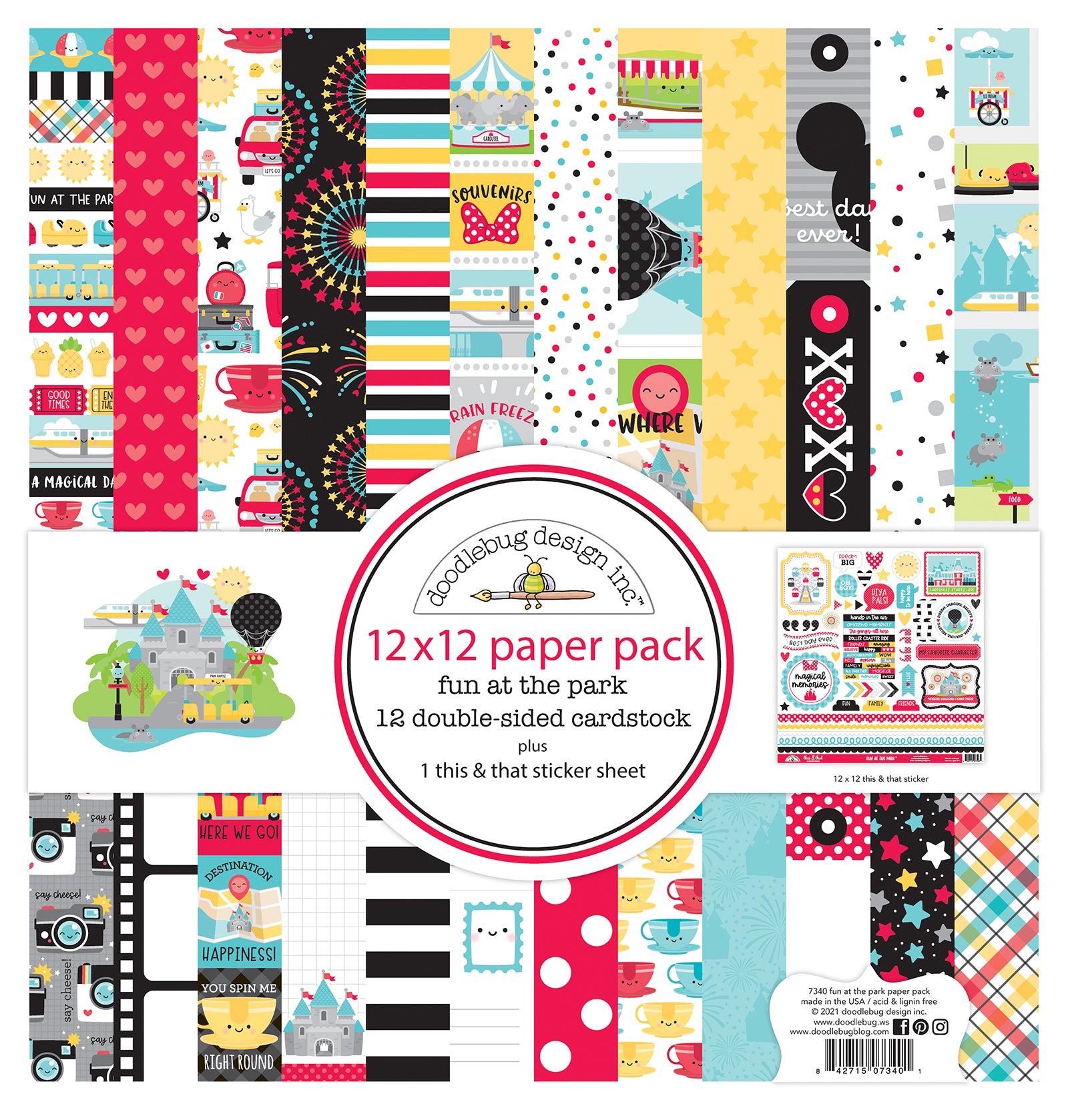 DOODLEBUG Block de Papeles Estampados 12x12" Colección Fun at the Park
