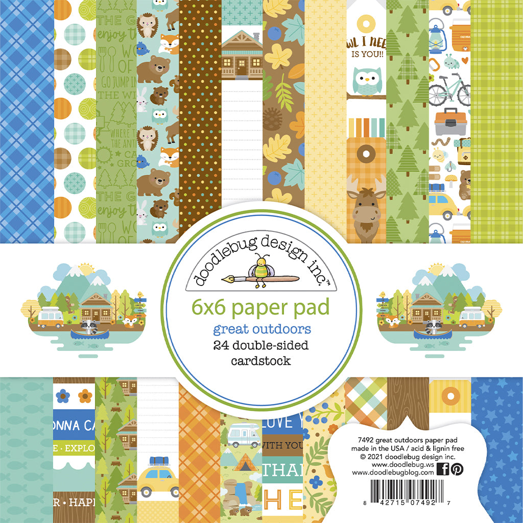 DOODLEBUG Block de Papeles Estampados 6x6" Colección Great Outdoors