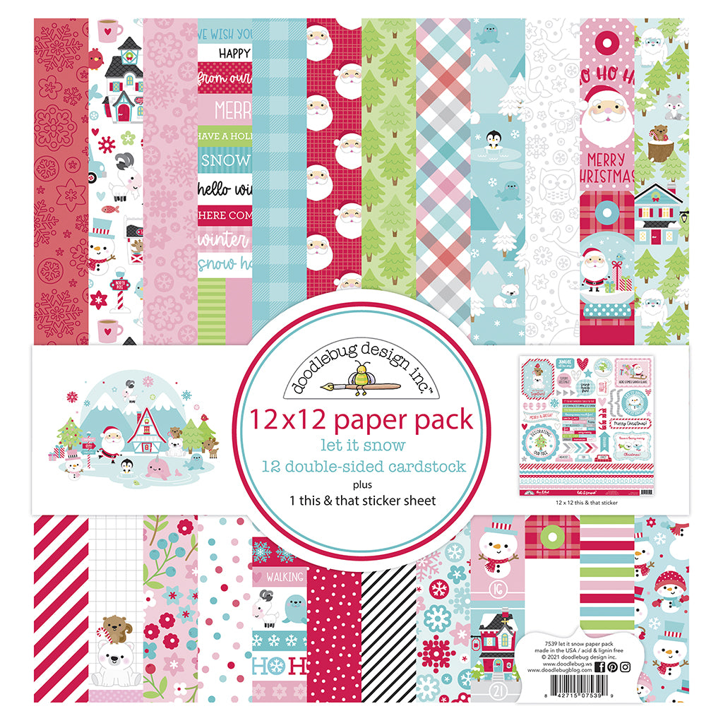 DOODLEBUG Block de Papeles Estampados 12x12" Colección Let it Snow