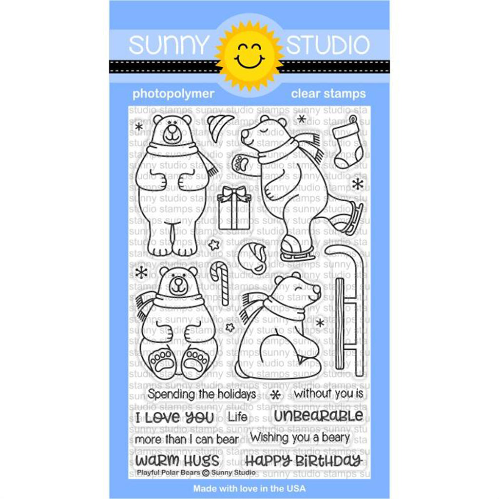 SUNNY STUDIOS Sello - Playful Polar Bears