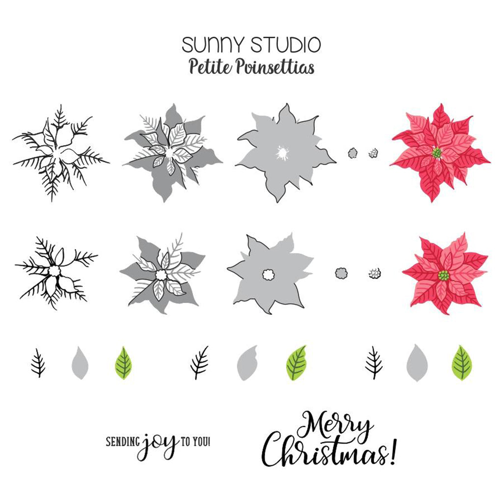 SUNNY STUDIOS Sello y Suaje Petite Poinsettias