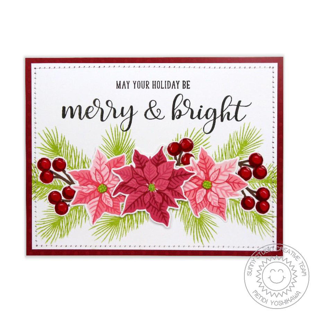 SUNNY STUDIOS Sello y Suaje Petite Poinsettias